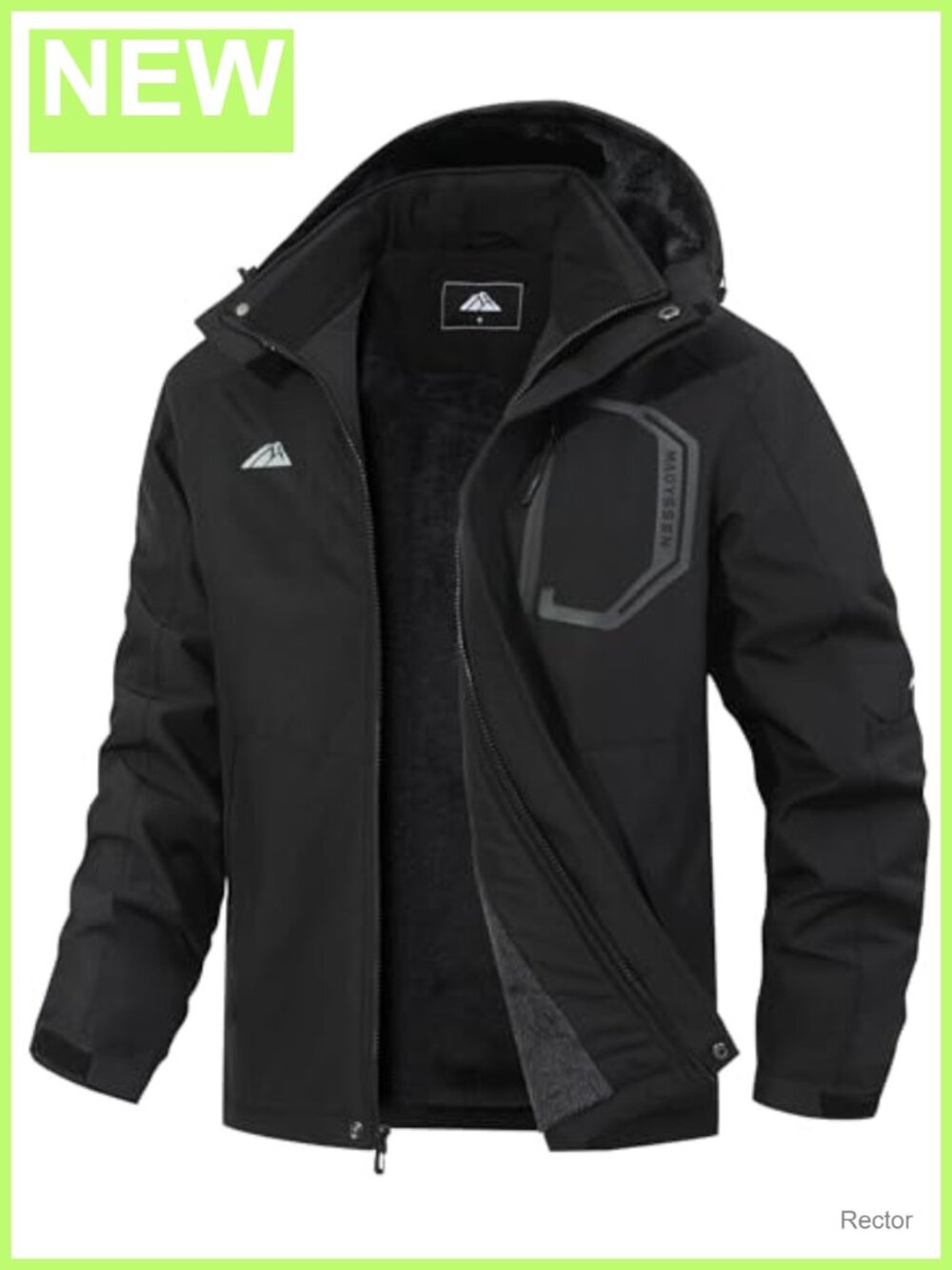 Men's Waterproof Ski Jacket Fleece Lined Hooded Winter Coat